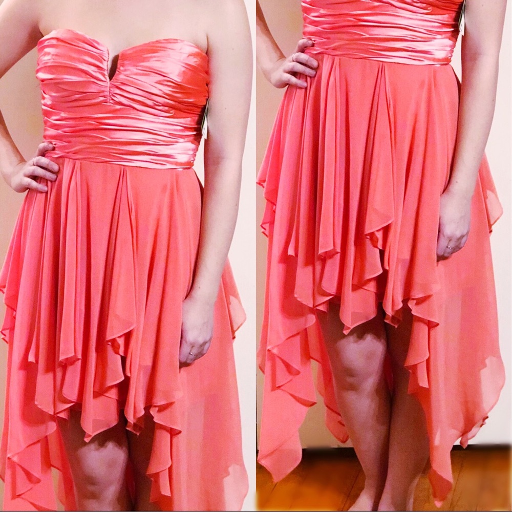 WINDSOR Ynes Coral Asymmetrical Formal Party Dress - Picture 2 of 5